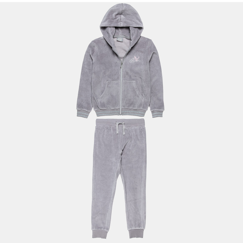 Tracksuit velour zip hoodie with strass (6-16 years)