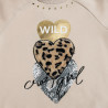 Long sleeve top cotton fleece blend with heart embroidery from faux fur (6-16 years)