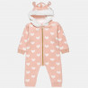 Pramsuit knitted with heart pattern (1-12 months)